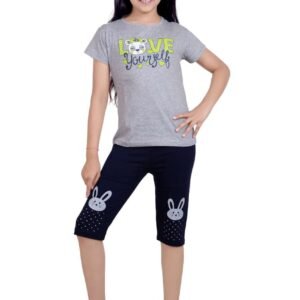 Girls Capri Set (Gray With Black Pant)